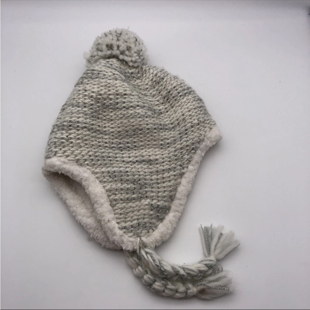The North Face Ear Flat Knit Hat White/Gray Youth M - Picture 4 of 5
